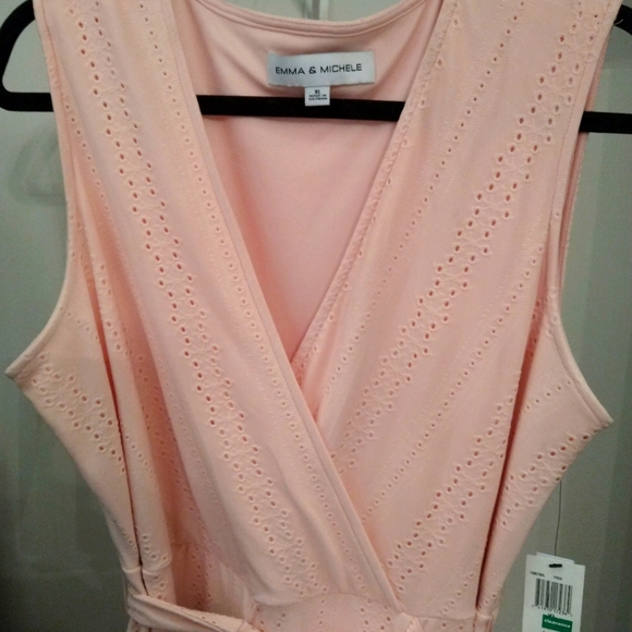 Emma & Michelle Ruffle Knit Eyelet Dress Pink Size XL NWT - Picture 3 of 4